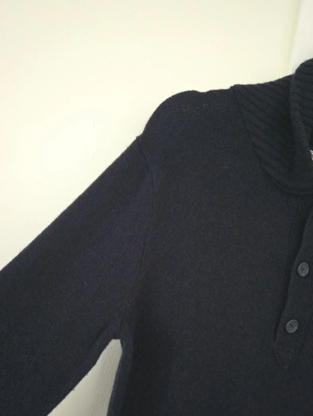 J. Crew Men’s Lambswool Shawl Collar Knit Sweater Navy Size Small NWOT